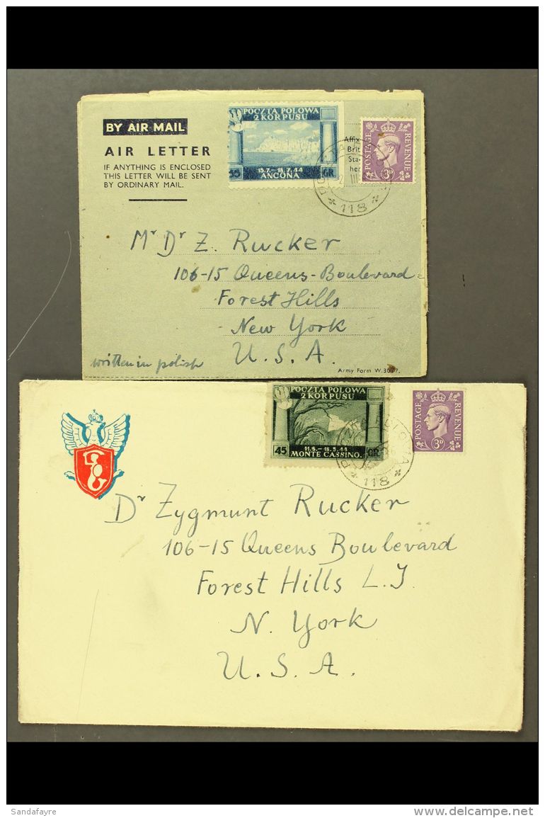 POLISH ARMY IN ITALY 1946 Two GB + Polish Corp Combination Covers. One A GB Formula Air Letter Sheet With A... - Other & Unclassified