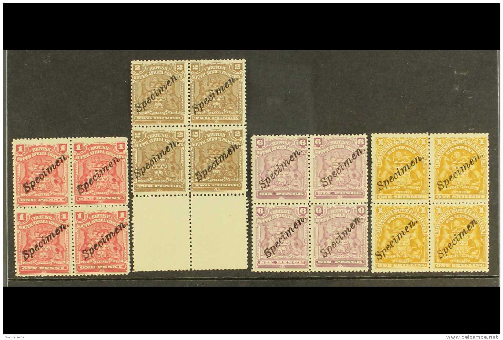 1898-1908 Arms 1d, 2d, 6d And 1s SG 78, 79, 83 And 84, Each In A Never Hinged Mint Block Of Four Overprinted... - Other & Unclassified