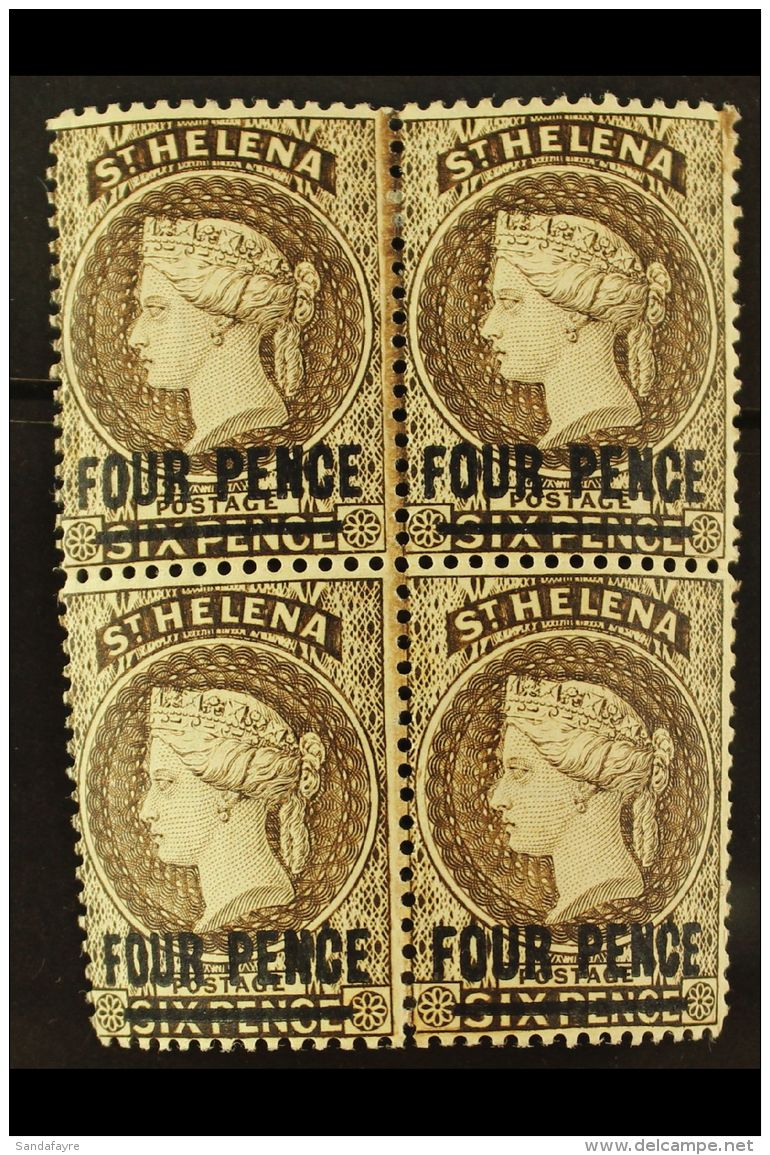 1884-94 4d Pale Brown, SG 43, Fresh Mint Block Of Four. For More Images, Please Visit... - Saint Helena Island