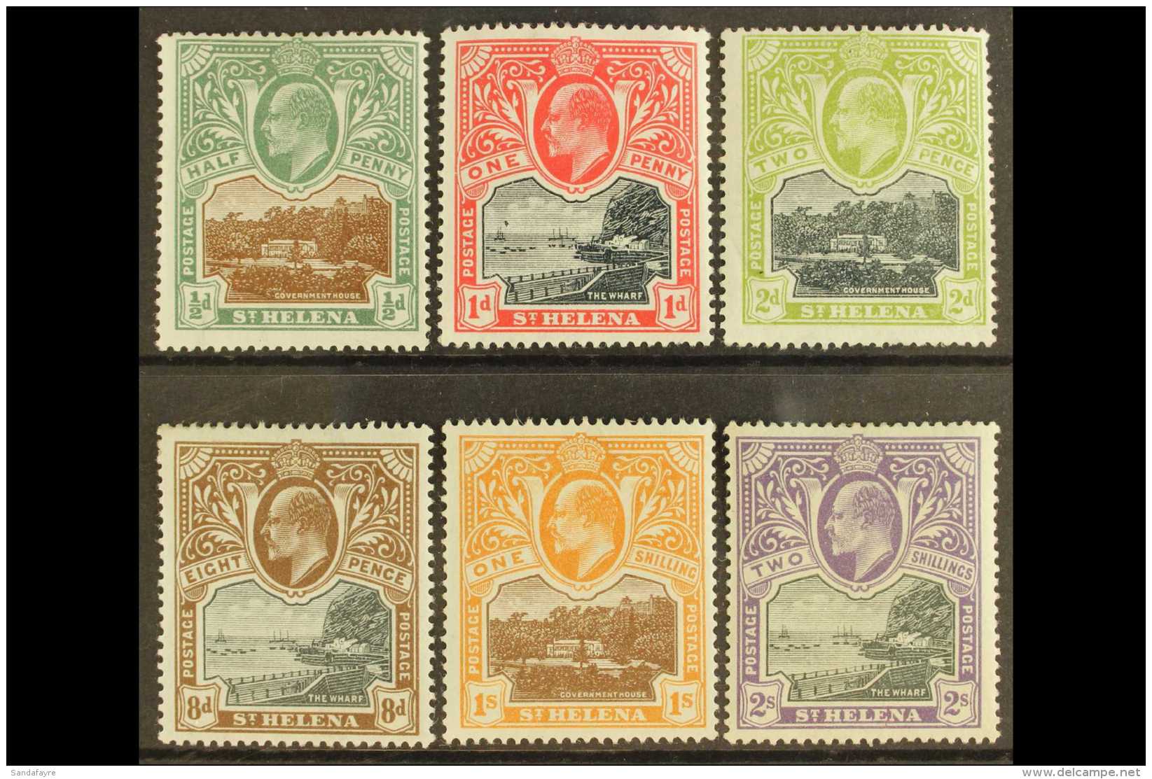1903 "Government House And The Wharf" Complete Set, SG 55/60, Fine Mint. (6 Stamps) For More Images, Please Visit... - Saint Helena Island