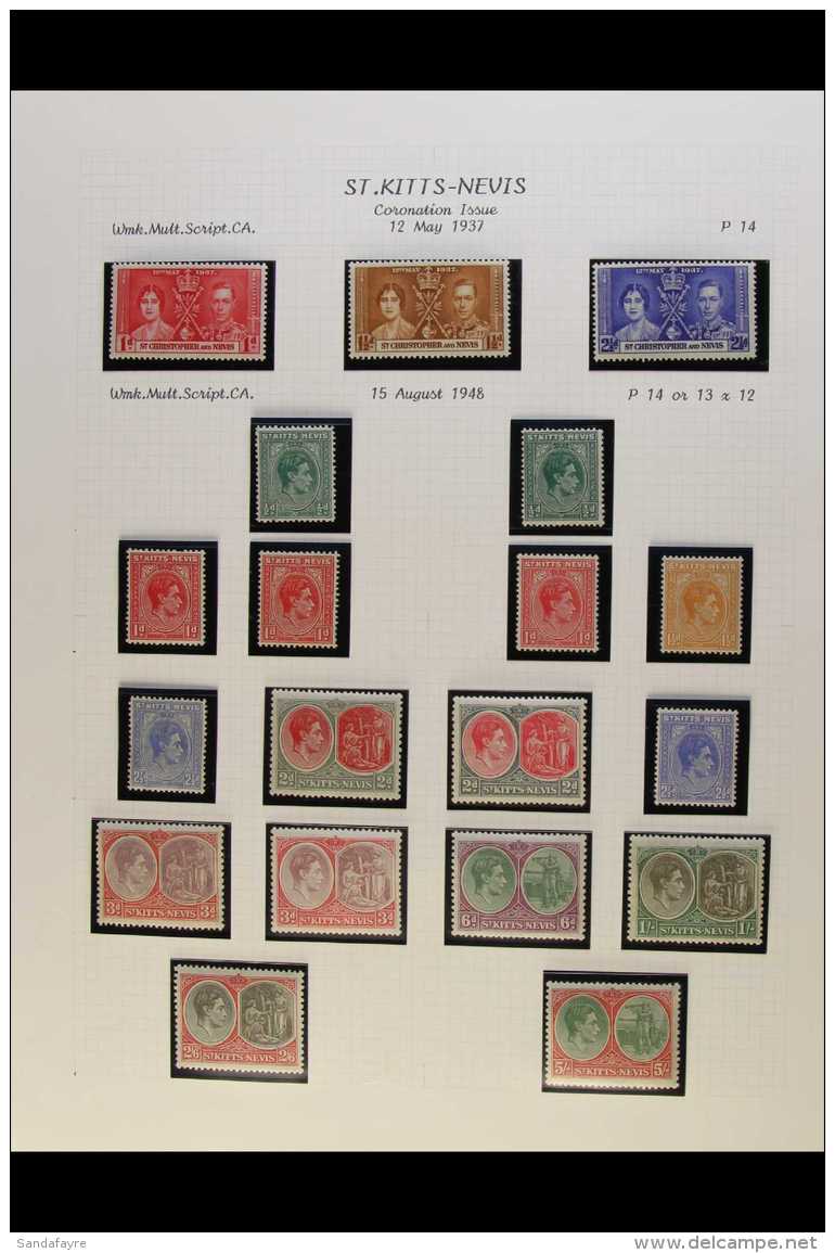 1937-52 KGVI FINE MINT COLLECTION Complete Basic Run Of KGVI Issues, Incl. Defins Many Additional Perfs, Shades... - St.Kitts And Nevis ( 1983-...)