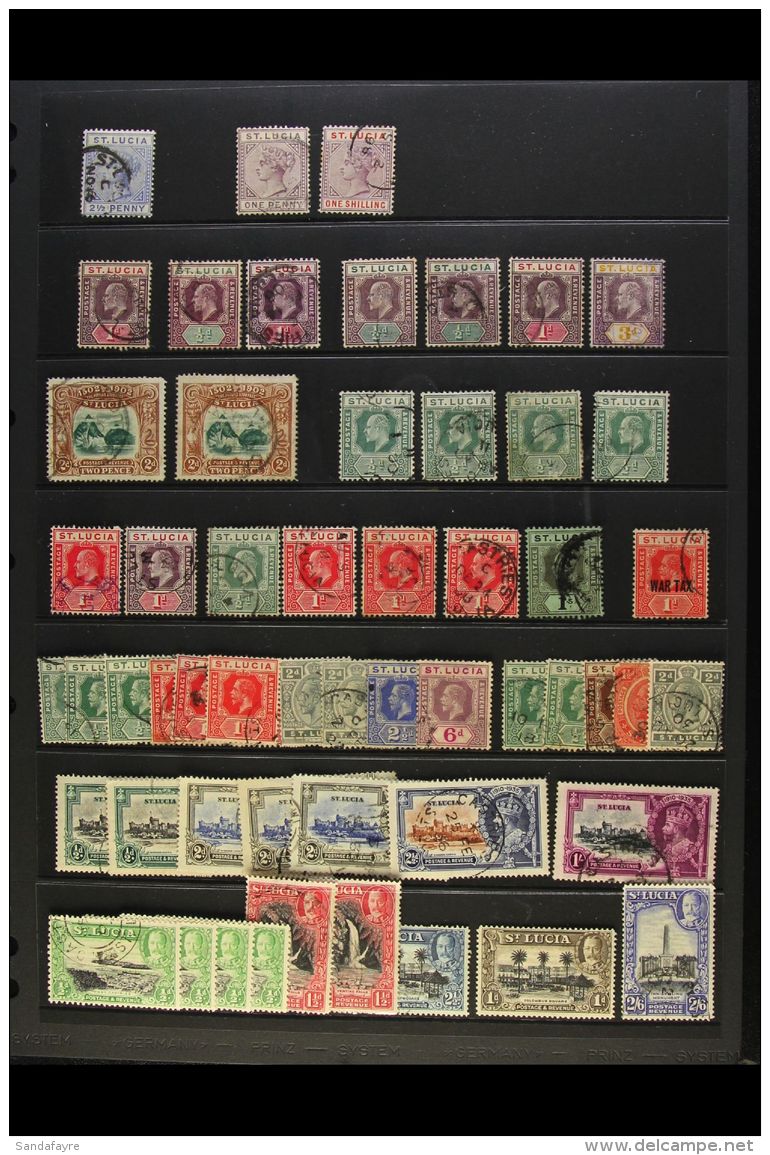 1883-1952 USED ACCUMULATION Includes QV "Tablet" Types To 1s, KEVII To 1s, KGV Defins To 6d, Jubilee Set,... - St.Lucia (...-1978)