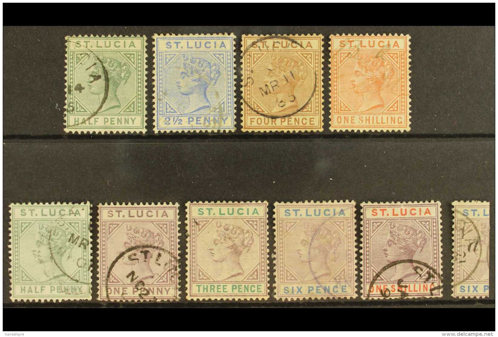 1883-92 USED SELECTION An All Different Used Range To Different 1s Colours (10 Stamps) For More Images, Please... - St.Lucia (...-1978)