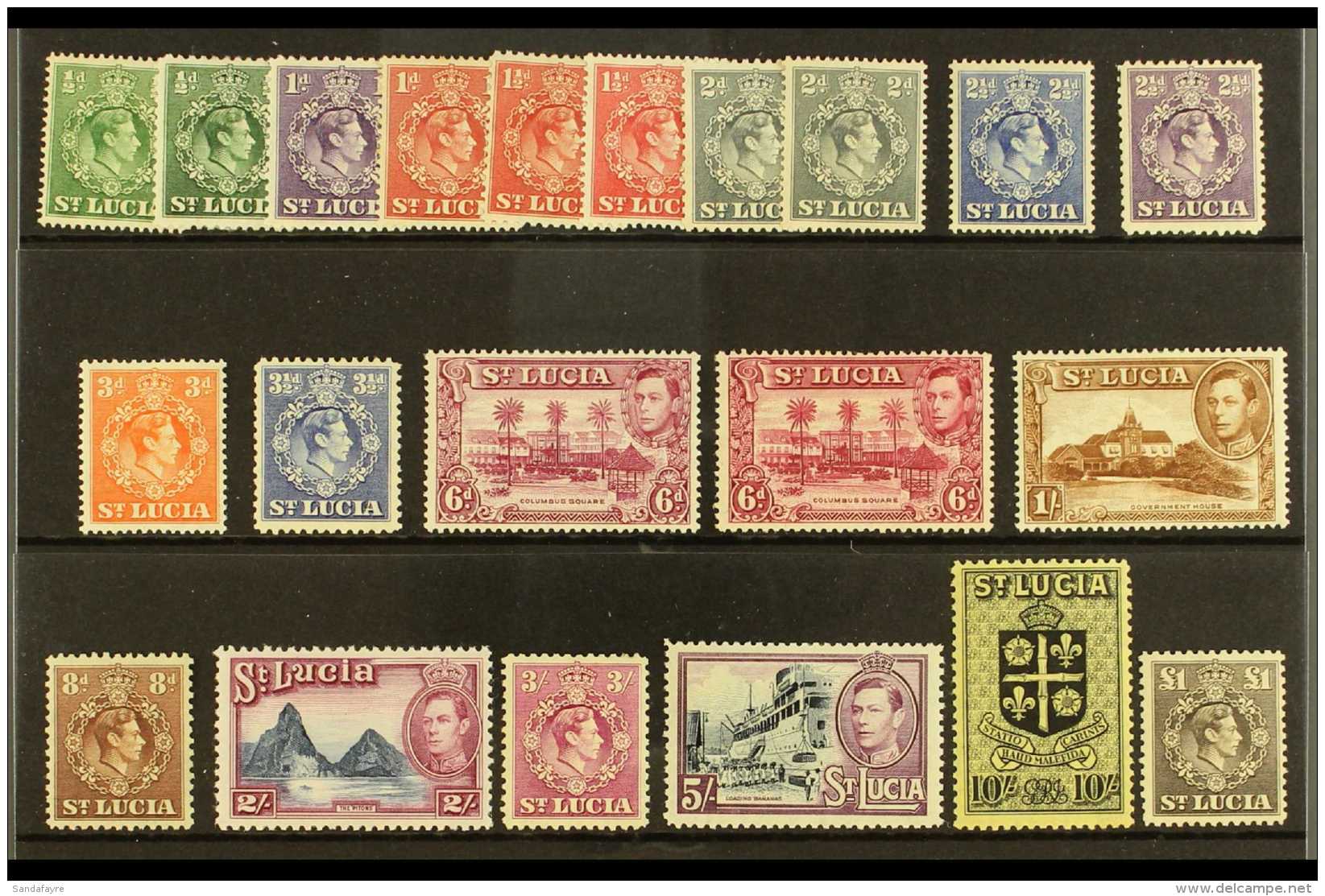 1938-48 Definitive Set Plus Some Additional Perf Variants, SG 128/41, MINT (20+ Stamps) For More Images, Please... - St.Lucia (...-1978)