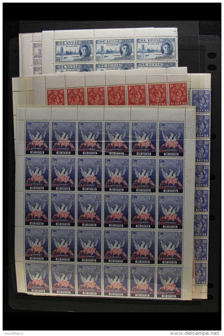 1938-52 NHM SHEETS A Selection Of Complete Sheets Including 1938-52 1d Scarlet (SG 129bc), 2&frac12;d Ultramarine... - St.Lucia (...-1978)