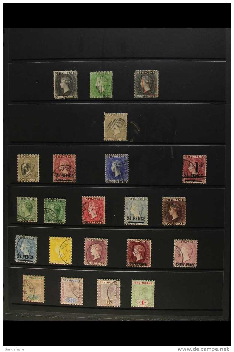 1871-1899 ALL DIFFERENT USED On A Stockleaf. Note 1871 1d &amp; 6d, 1883-84 4d Ultramarine, 1885 1d On 2&frac12;d... - St.Vincent (...-1979)