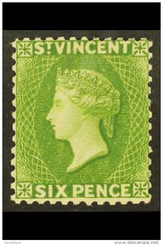 1883-84 6d Bright Green, Wmk Crown CA Perf 12, SG 44, Fine Mint. For More Images, Please Visit... - St.Vincent (...-1979)