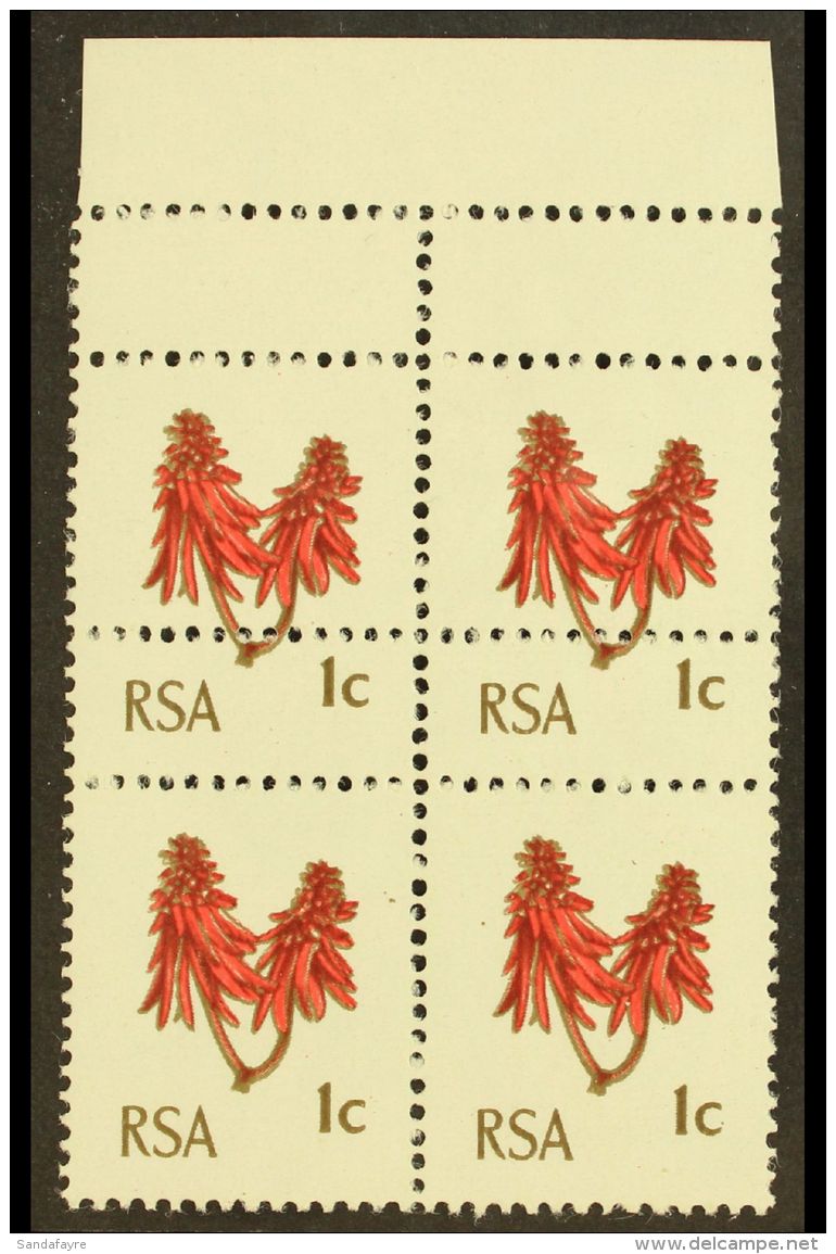 RSA VARIETY 1969 1c Rose-red &amp; Olive-brown, Block Of 4 With EXTRA STRIKE OF COMB PERFORATOR, SG 277, Never... - Unclassified