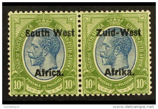 1923 Setting II, 10s Blue &amp; Olive-green, SG 14, Very Fine Mint, Horizontal Pair. For More Images, Please Visit... - South West Africa (1923-1990)