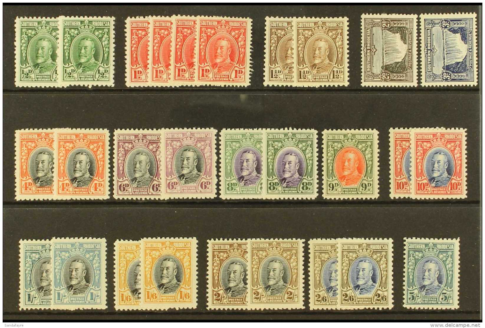 1931-37 King George V Definitives Complete Basic Set With All Of The Perf 12 And Perf 11&frac12; Variants I.e.... - Southern Rhodesia (...-1964)