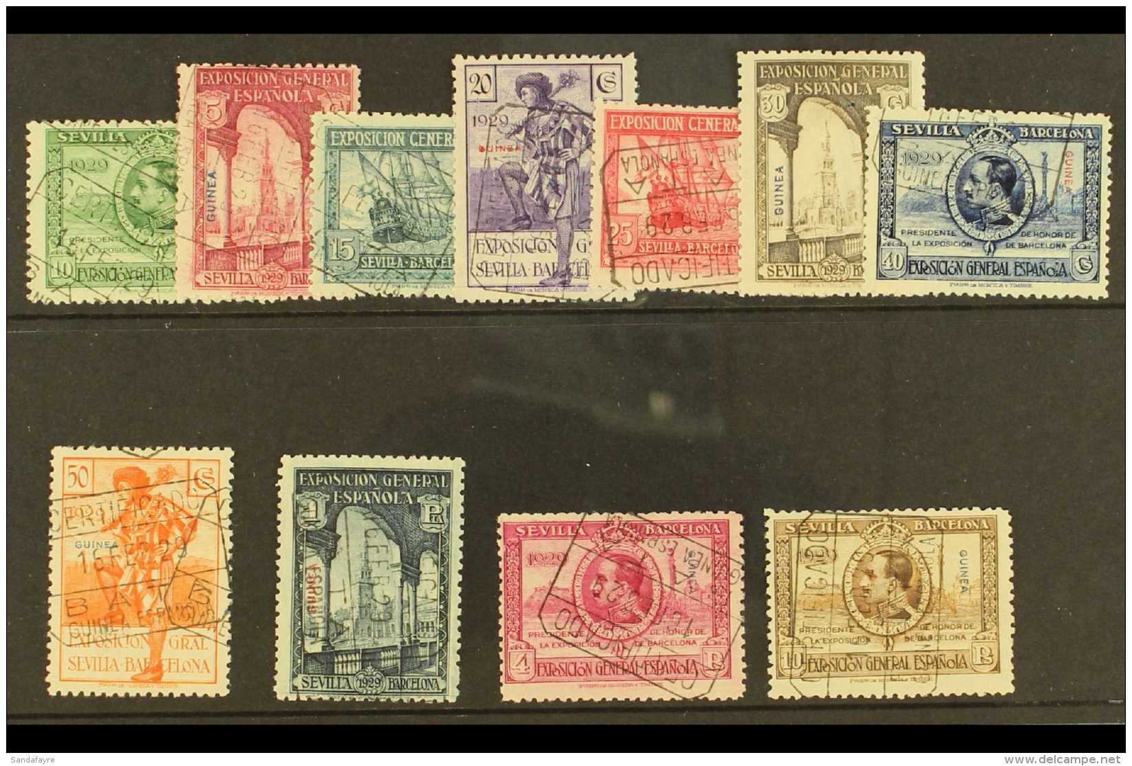 SPANISH GUINEA 1929 Seville-Barcelona Exhibition Complete Overprinted Set, SG 233/243, Very Fine Used. (11 Stamps)... - Other & Unclassified
