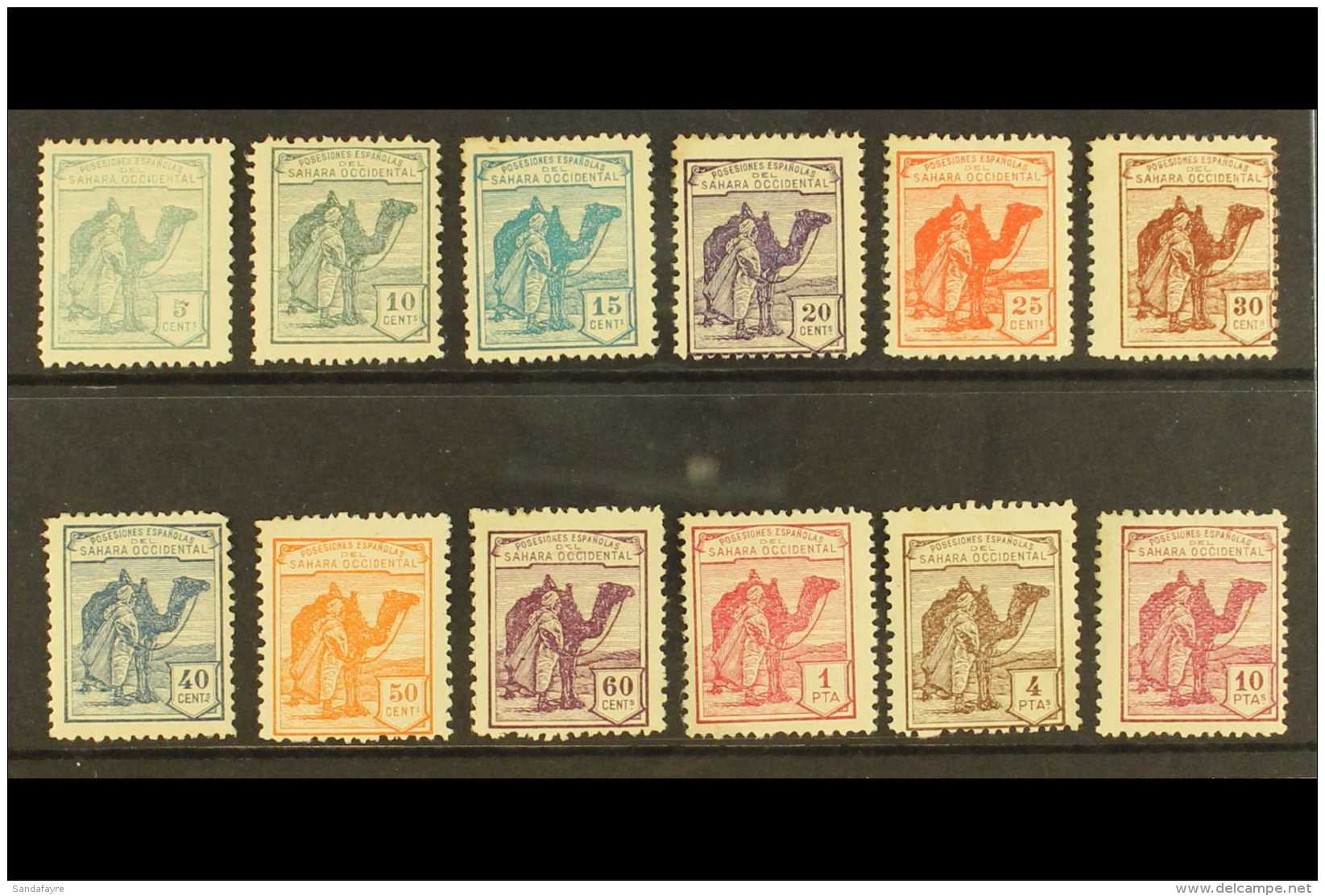 SPANISH SAHARA 1924 "Tuareg And Camel" Complete Set With Blue Control Numbers On The Back, SG 1/12, Mint, Usual... - Other & Unclassified