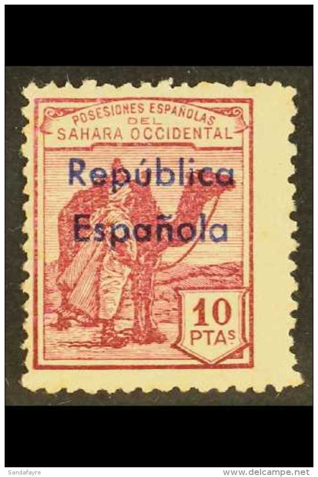 SPANISH SAHARA 1931-34 10p Purple With "Republica Espanola" Overprint In Blue Reading Horizontal, SG 47B, Never... - Other & Unclassified