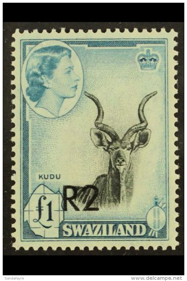 1961 R2 On &pound;1 Kudu, Type II Surcharge At Bottom, SG 77b, Never Hinged Mint. For More Images, Please Visit... - Swaziland (...-1967)