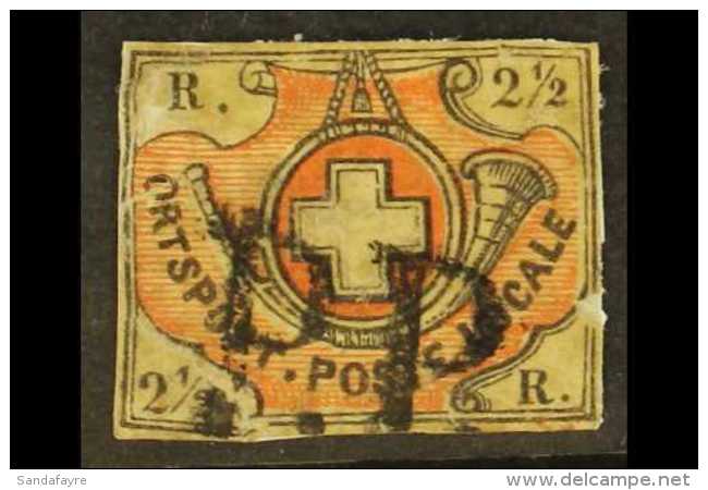 1850 2&frac12;r Black &amp; Red ORTSPOST - POSTE LOCALE Zurich Transitional Period (Michel 4, SG L4), Used... - Other & Unclassified