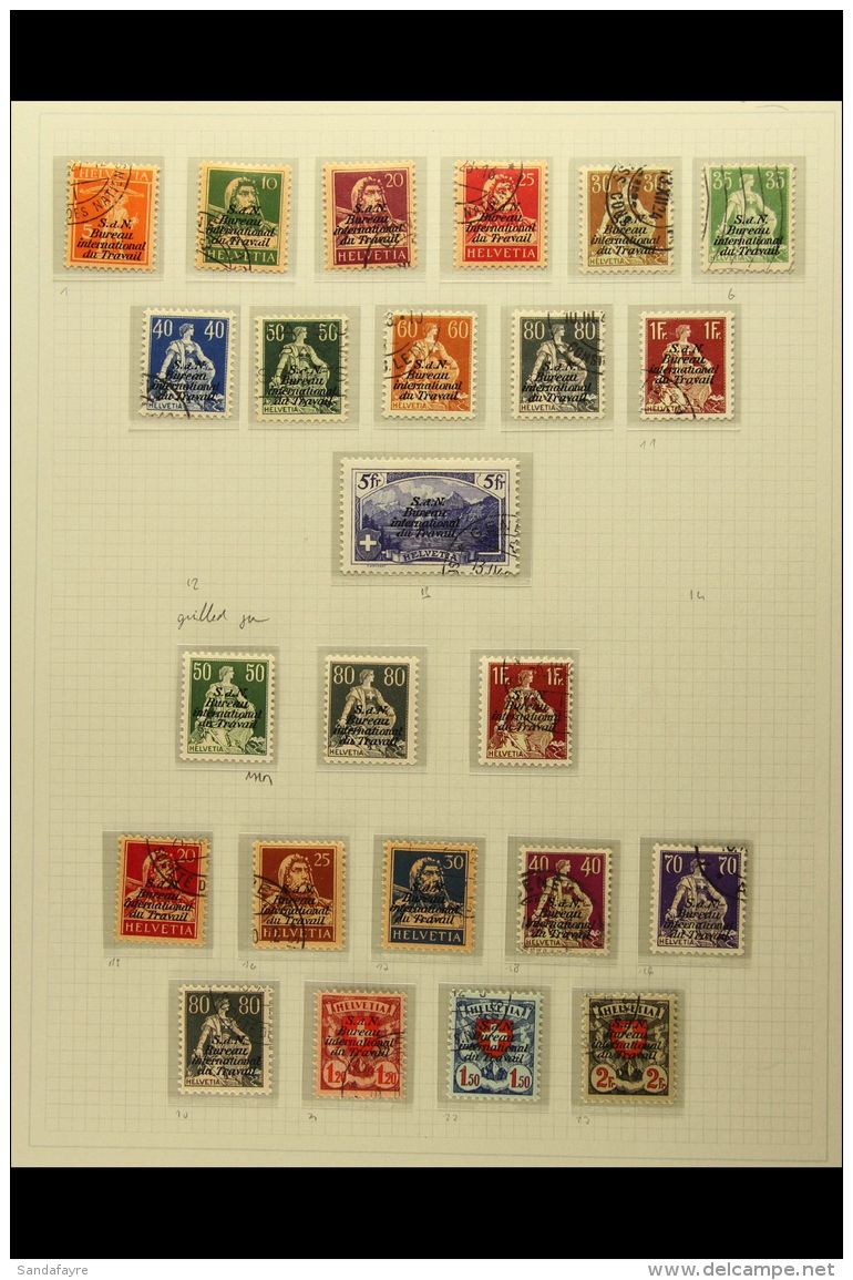 INTERNATIONAL LABOUR OFFICE 1922-1950 ALL DIFFERENT COLLECTION In Hingeless Mounts On Leaves, Inc 1923-44 Used Set... - Other & Unclassified