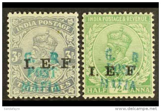 MAFIA ISLAND 1915-16 India KGV Opt'd "I.E.F" 3p &amp; &frac12;a Bearing Bluish Green "G R Post Mafia" Hand Struck... - Tanganyika (...-1932)