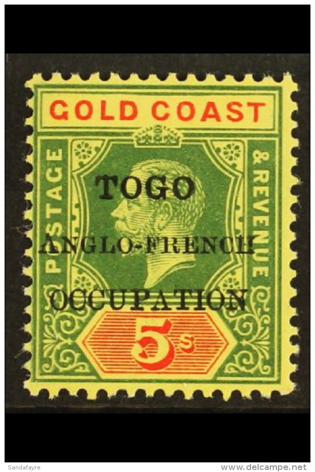 ANGLO-FRENCH OCCUPATION 1915 5s Green &amp; Red On Yellow Overprint On Gold Coast With SMALL "F" IN "FRENCH"... - Other & Unclassified