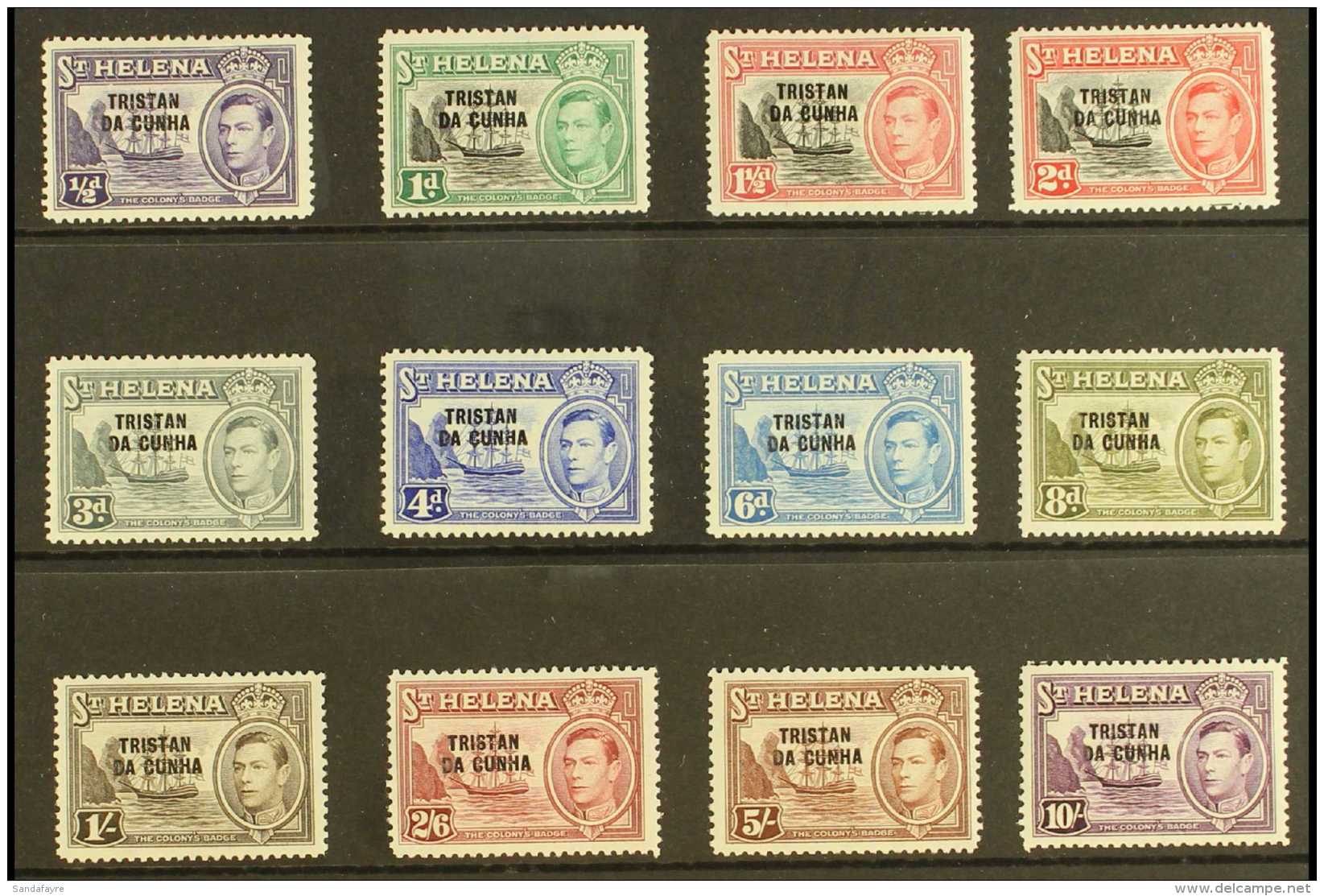 1952 KGVI Opt'd Set, SG 1/12, Fine Mint (12 Stamps) For More Images, Please Visit... - Tristan Da Cunha