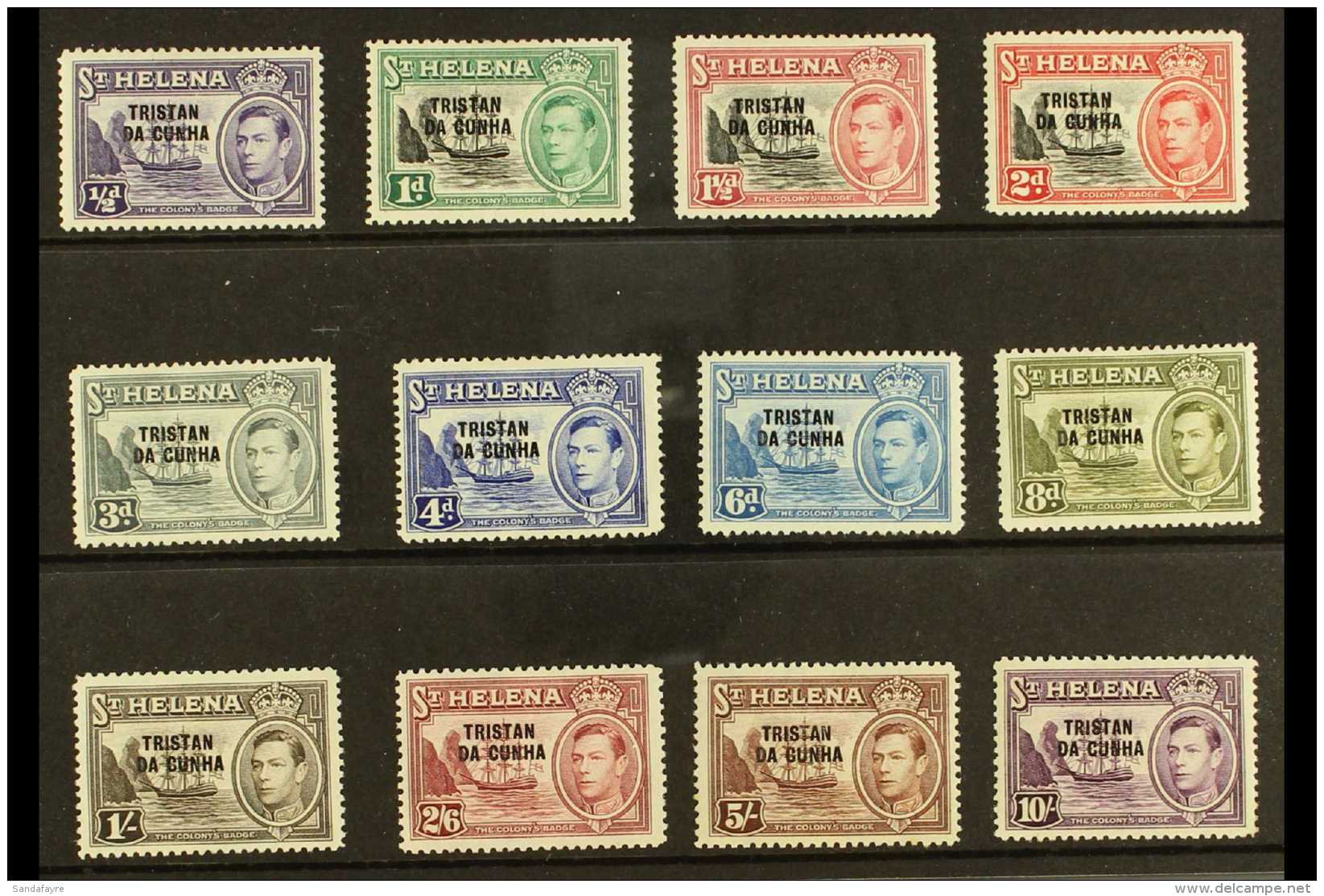 1952 KGVI Overprinted St. Helena Defins Set, SG 1/12, Fine Mint (12). For More Images, Please Visit... - Tristan Da Cunha