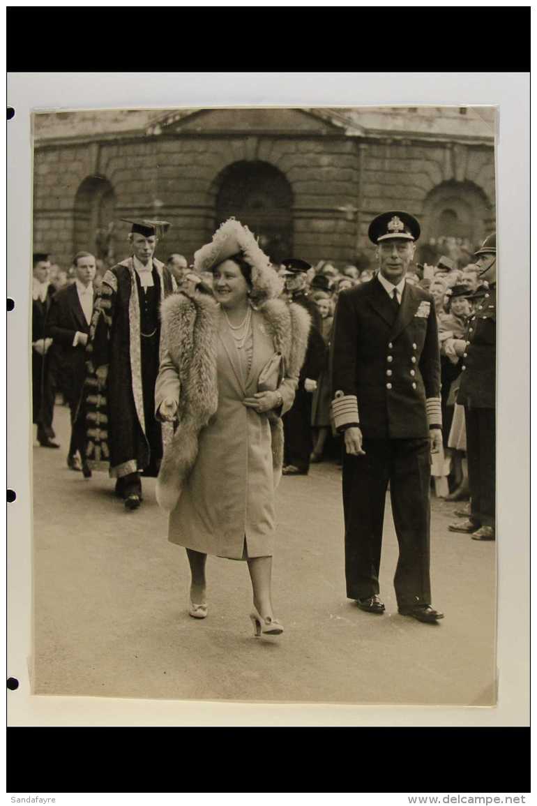 QUEEN ELIZABETH THE QUEEN MOTHER 1945-1947 Interesting Collection Of Large Black &amp; White PRESS PHOTOGRAPHS,... - Other & Unclassified