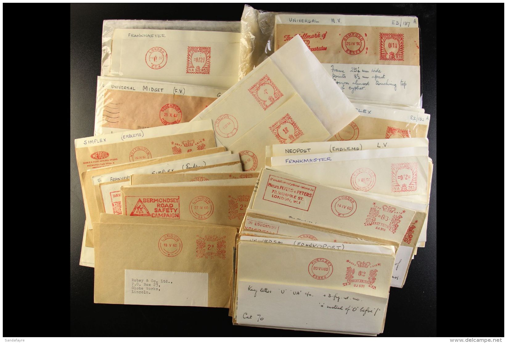 METER MAIL CANCELS 1930's To 1980's Collection Of Covers/pieces, Sorted By Machine Types In A Small Biscuit Box.... - Other & Unclassified