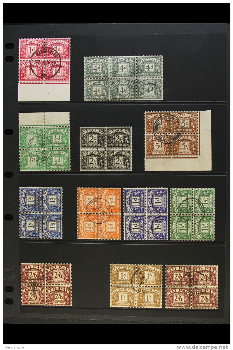 POSTAGE DUES 1924-1955 Very Fine Used All Different Group Of BLOCKS Of 4 (plus One Block Of 6) On A Stock Page,... - Other & Unclassified