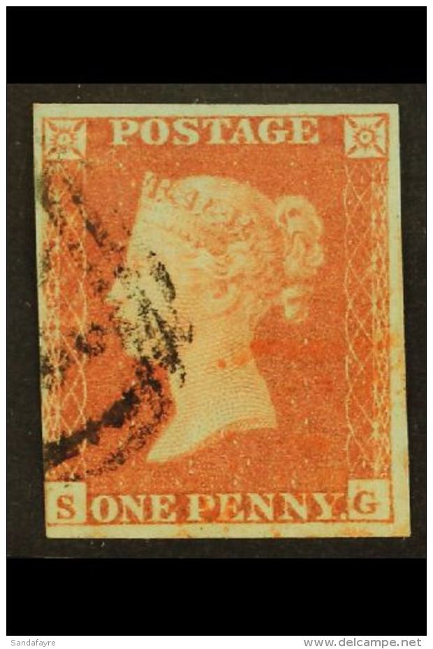 1841 1d Red "SG", With Large Part RED MALTESE CROSS In Combination With Part 1844 Type Numeral Cancel In Black,... - Other & Unclassified