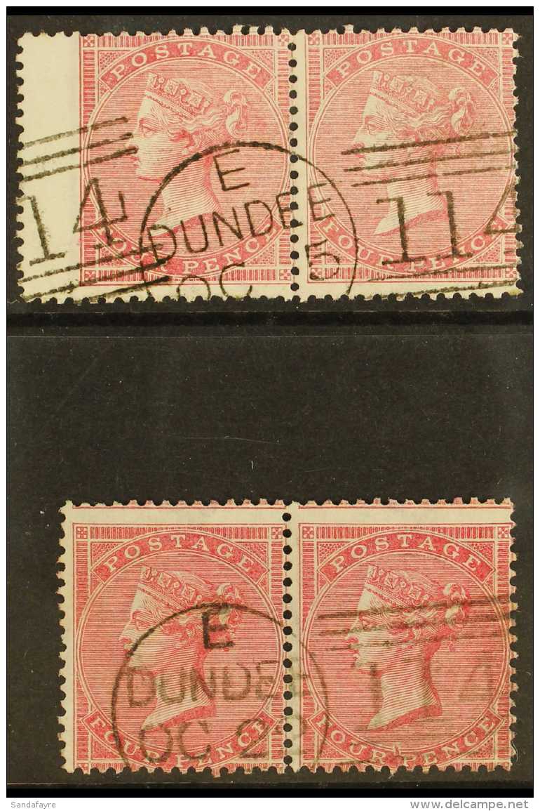 1857 4d Rose-carmine &amp; 4d Rose, SG 66 &amp; SG 66a, Each A Lovely Used Pair With Neat "Dundee" Duplex Cancels.... - Other & Unclassified