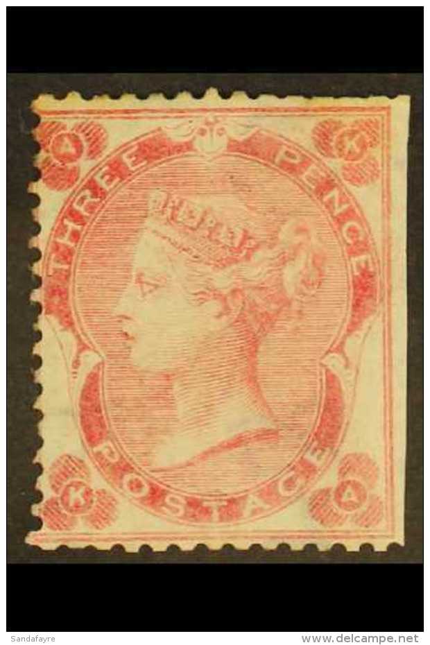 1862-64 3d Bright Carmine- Rose Small Corner Letters, SG 76, Mint Large Part OG, Straight Edge At Right With... - Other & Unclassified