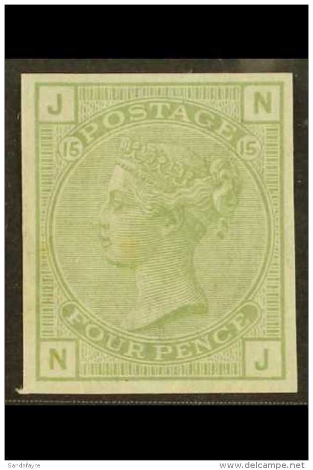 1877 4d Sage- Green Plate 15, Wmk Large Garter Imperforate IMPRIMATUR, Lightly Hinged Mint. For More Images,... - Other & Unclassified