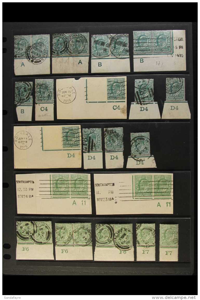 1902-1911 &frac12;d GREEN USED CONTROLS. An Interesting Collection Of &frac12;d Blue-green &amp; &frac12;d... - Unclassified