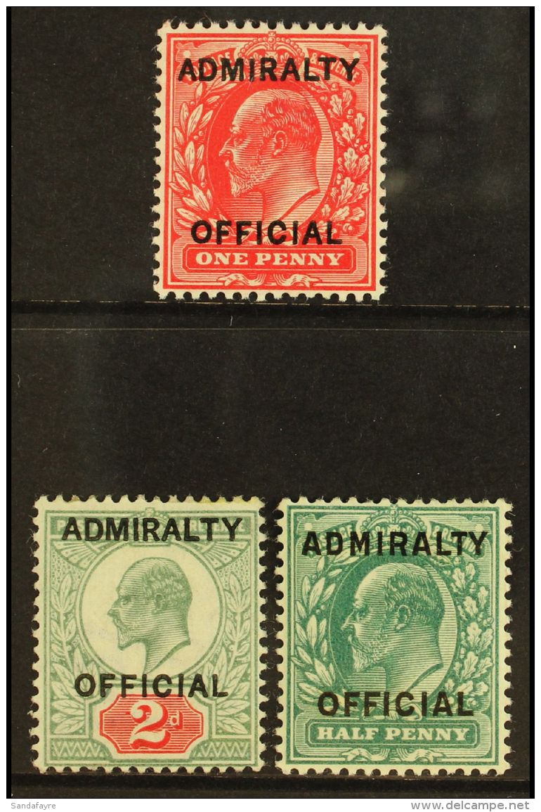 OFFICIALS "ADMIRALTY OFFICIAL" 1903 1d &amp; 2d, 1903-4 (different "M") &frac12;d Blue-green, SG O102, O104, O107,... - Unclassified