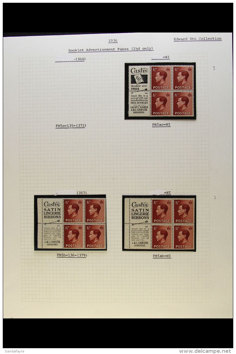 BOOKLET PANES WITH ADVERTISING LABELS FINE MINT COLLECTION Of 1&frac12;d Panes Of 4 Stamps + 2 Labels, We See The... - Unclassified