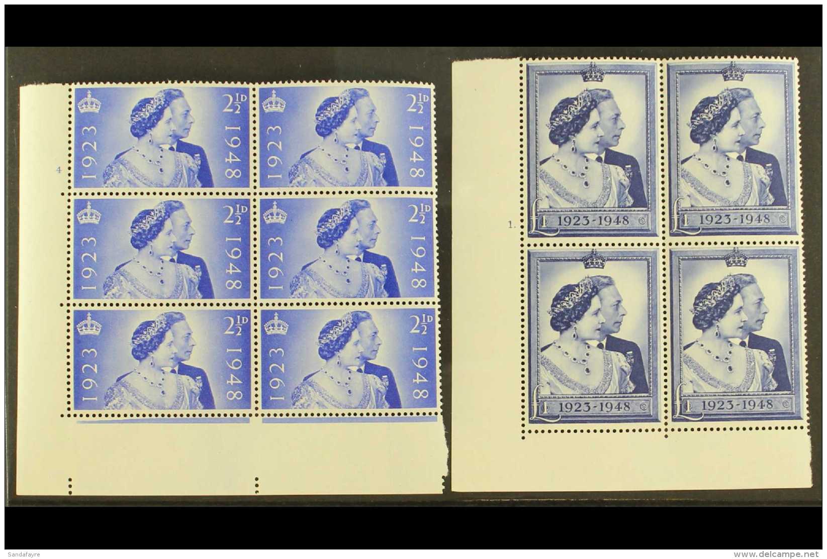 1948 SILVER WEDDING CYLINDER BLOCKS. 2&frac12;d Ultramarine (SG 493) Cylinder Block Number 4 (no Dot) Of 6 Stamps... - Unclassified