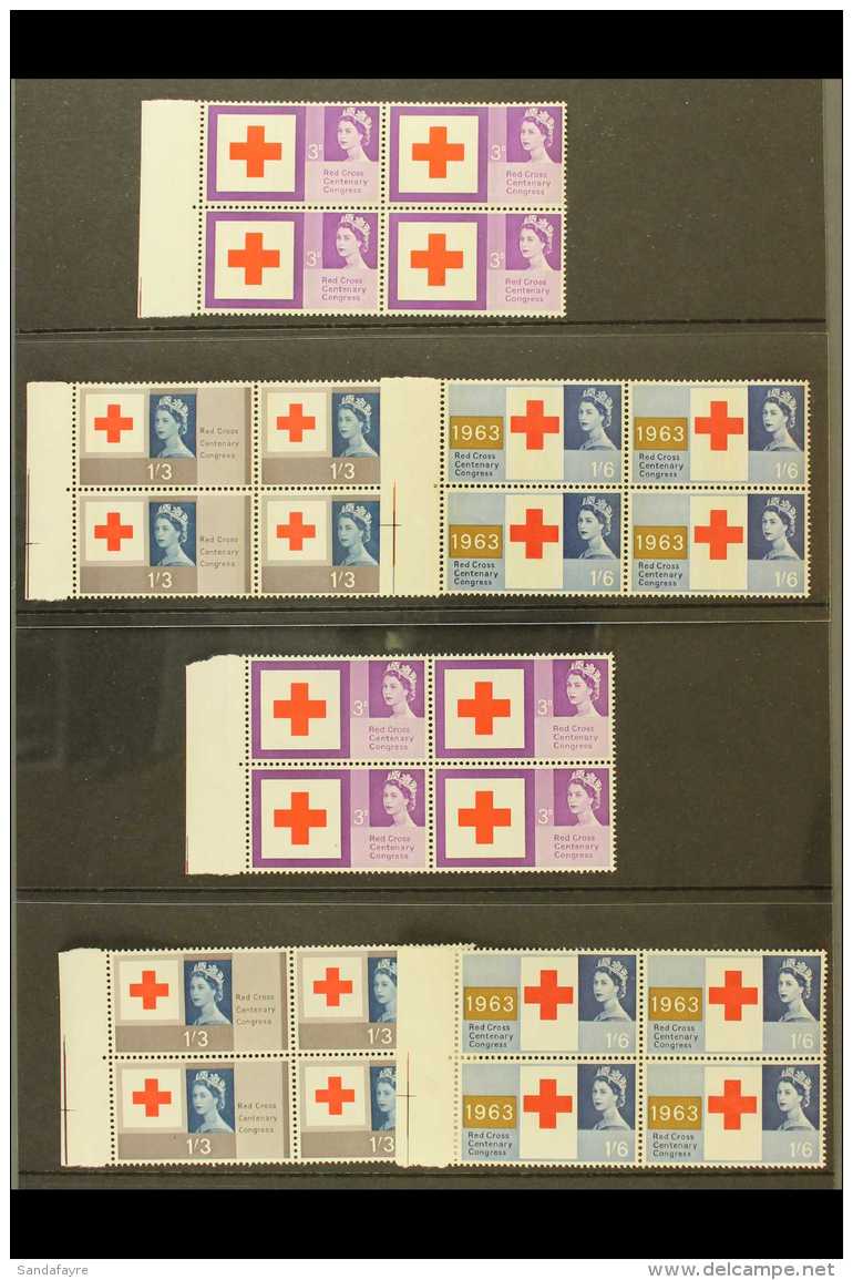 1963 Red Cross Sets (non Phosphor &amp; Phosphor), SG 642/44 &amp; SG 642p/44p As Never Hinged Mint Marginal... - Other & Unclassified