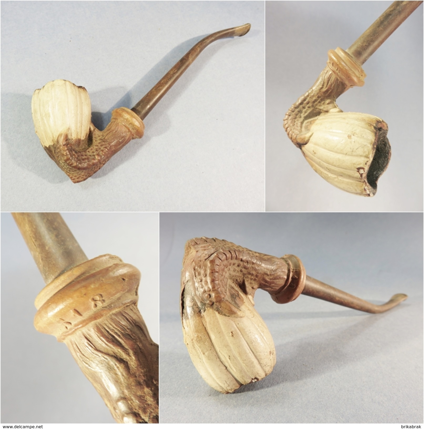 * PIPE PATTE OISEAU EN TERRE CUITE - Tabac Fumeur - Porcelain Pipes