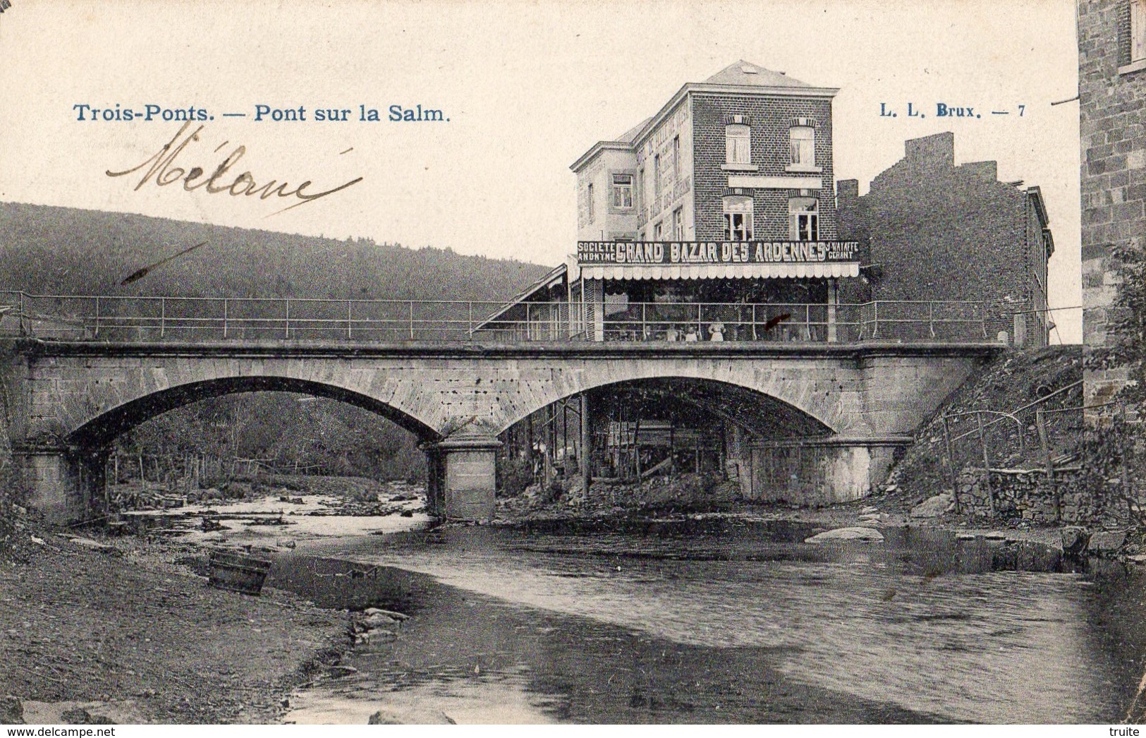 BELGIQUE TROIS-PONTS PONT DU SALM "GRAND BAZAR DES ARDENNES' (CARTE PRECURSEUR) - Trois-Ponts