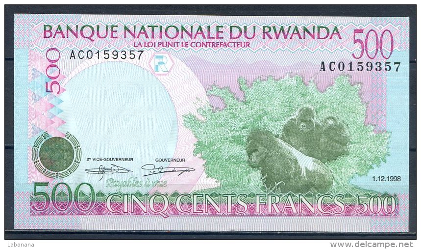 484-Rwanda Billet De 500 Francs 1998 AC015 Neuf - Rwanda