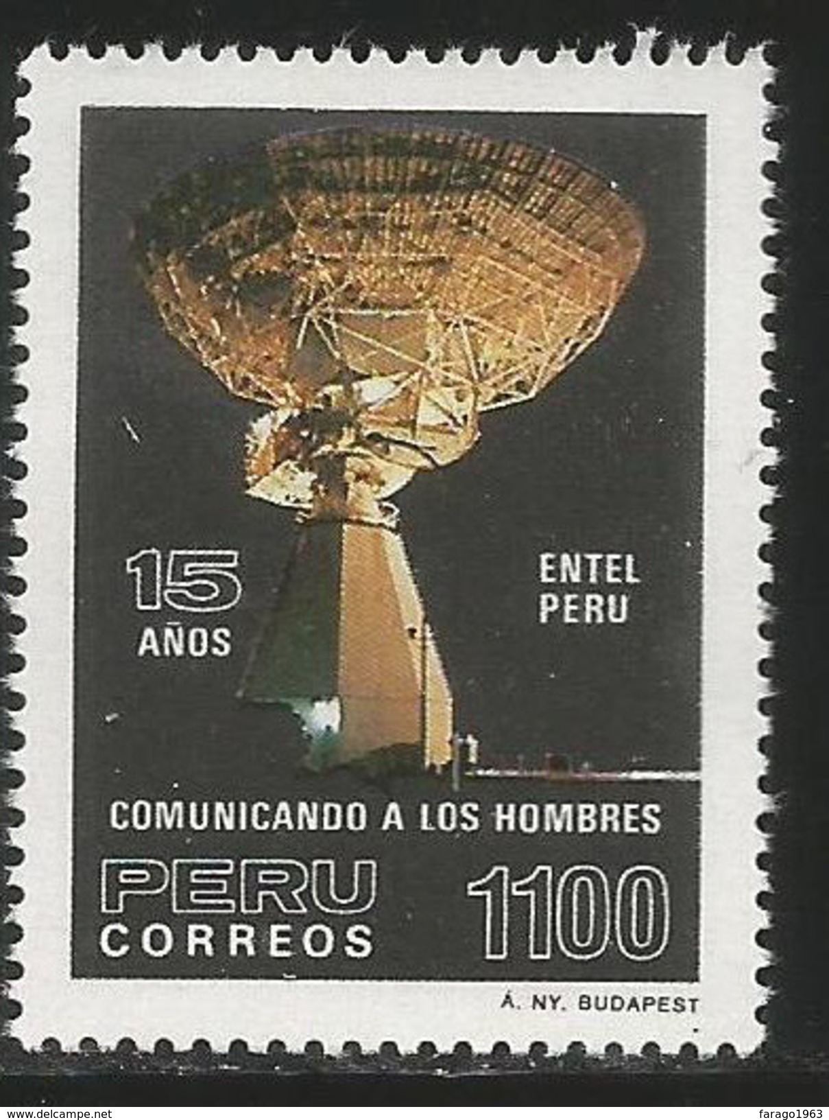 1985 Peru  Microwave Tower Satellite Complete  Set Of 1 MNH - Perú