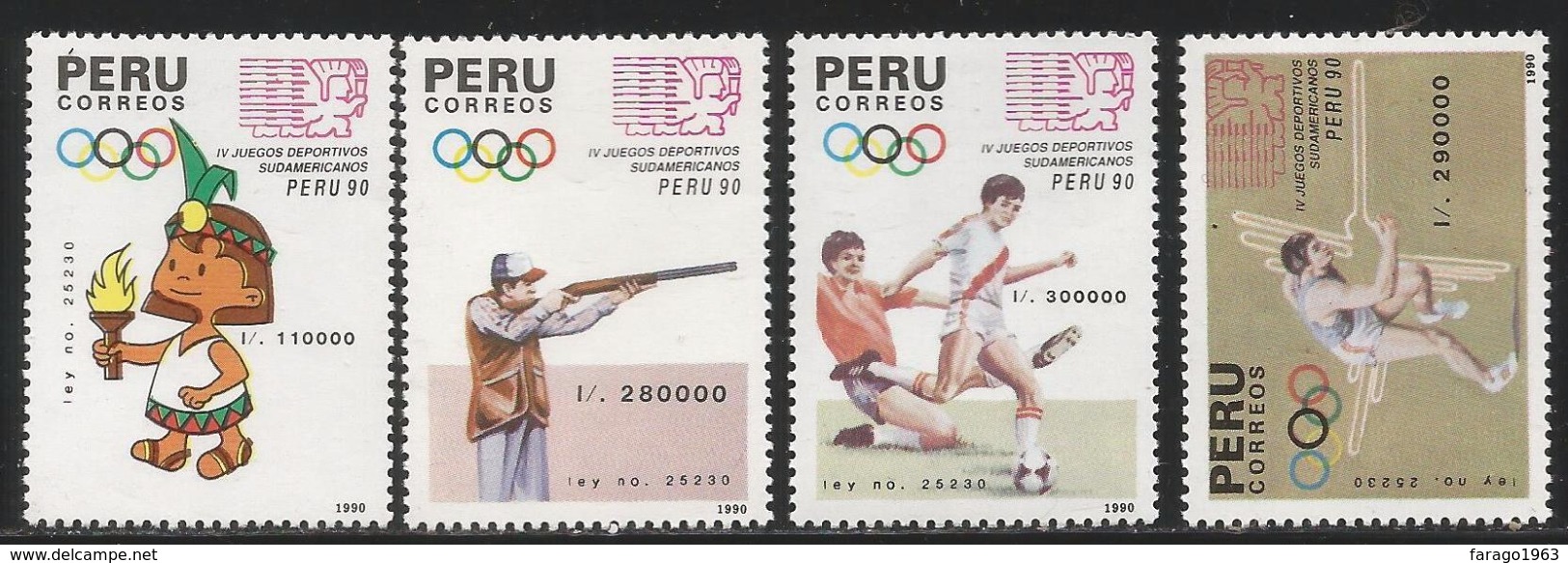 1990 Peru South American Games Part I Set Of 4 MNH - Peru