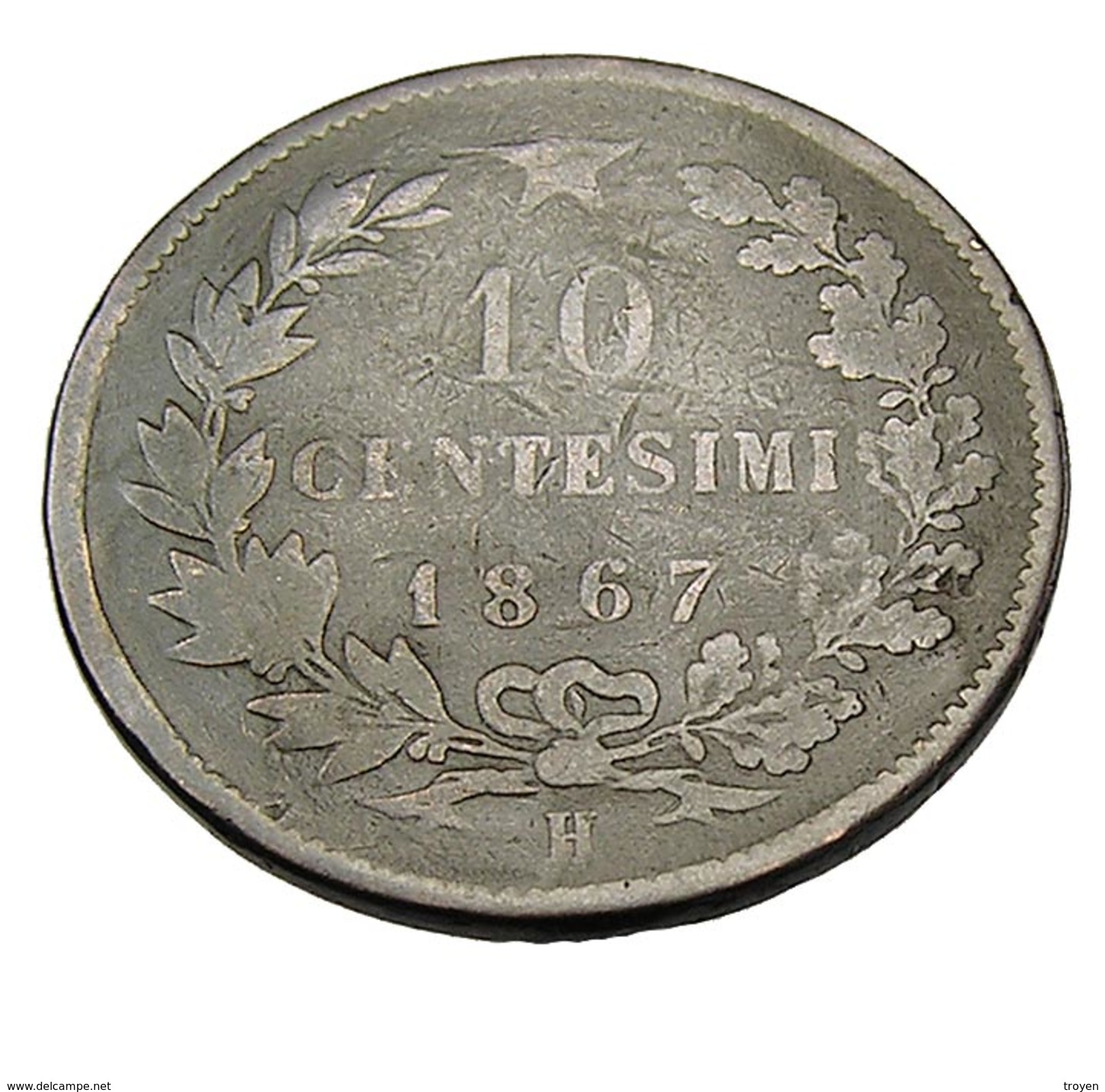 10 Centesimi - Italie - 1867 - 9,38 Gr. - TB - - 1861-1878 : Victor Emmanuel II.