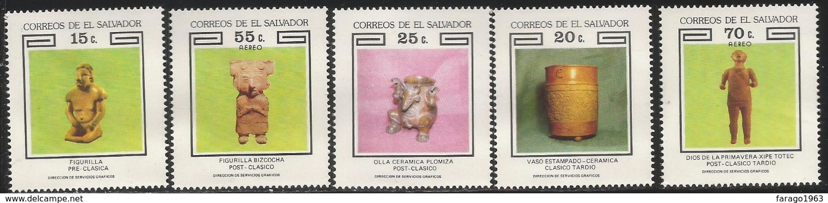 1985 El Salvador Archaeology Pottery Complete Set Of 6 MNH (only 5 Shown I Have 6th) - El Salvador