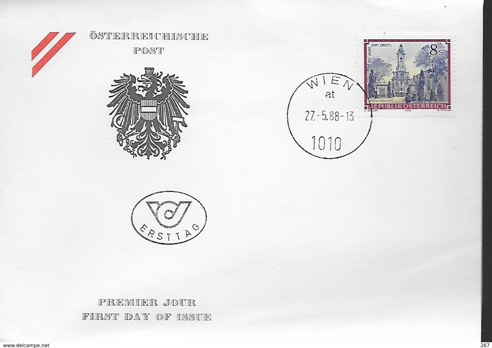 AUTRICHE  FDC 1988 Abbayes De Zwettl - Abbeys & Monasteries