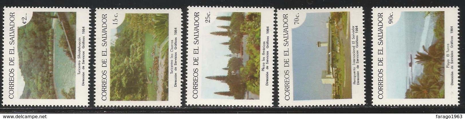 1984 El Salvador Tourism Beaches  Complete Set Of 5 MNH - El Salvador