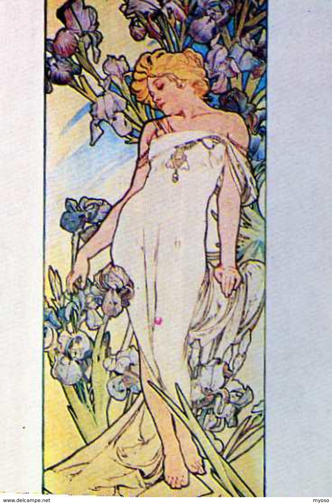 MUCHA  CP 127, Carte Moderne, Femme Elegante , Iris - Mucha, Alphonse