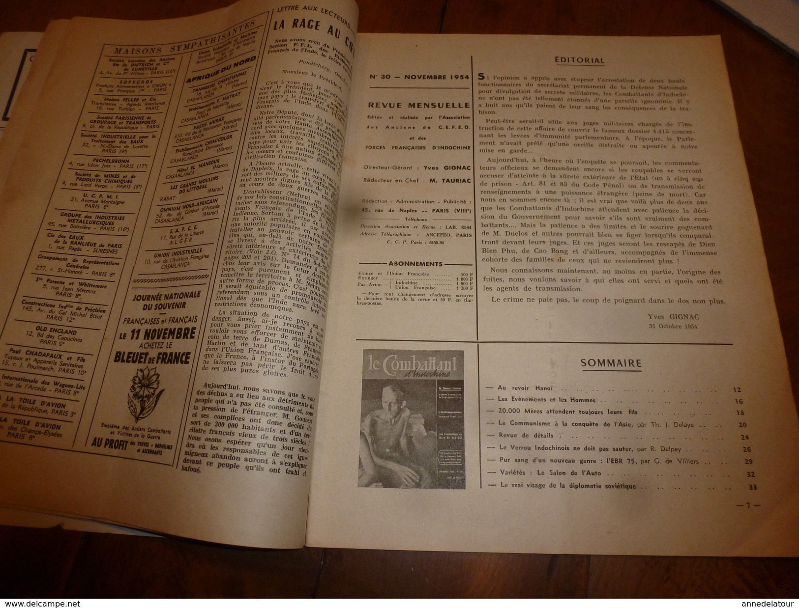 1954 LE COMBATTANT D'INDOCHINE: Hanoï; Bigeard Et Langlais Libérés Par Le Vietminh; Ho Chi Minh; Jacques Duclos; Etc - Français