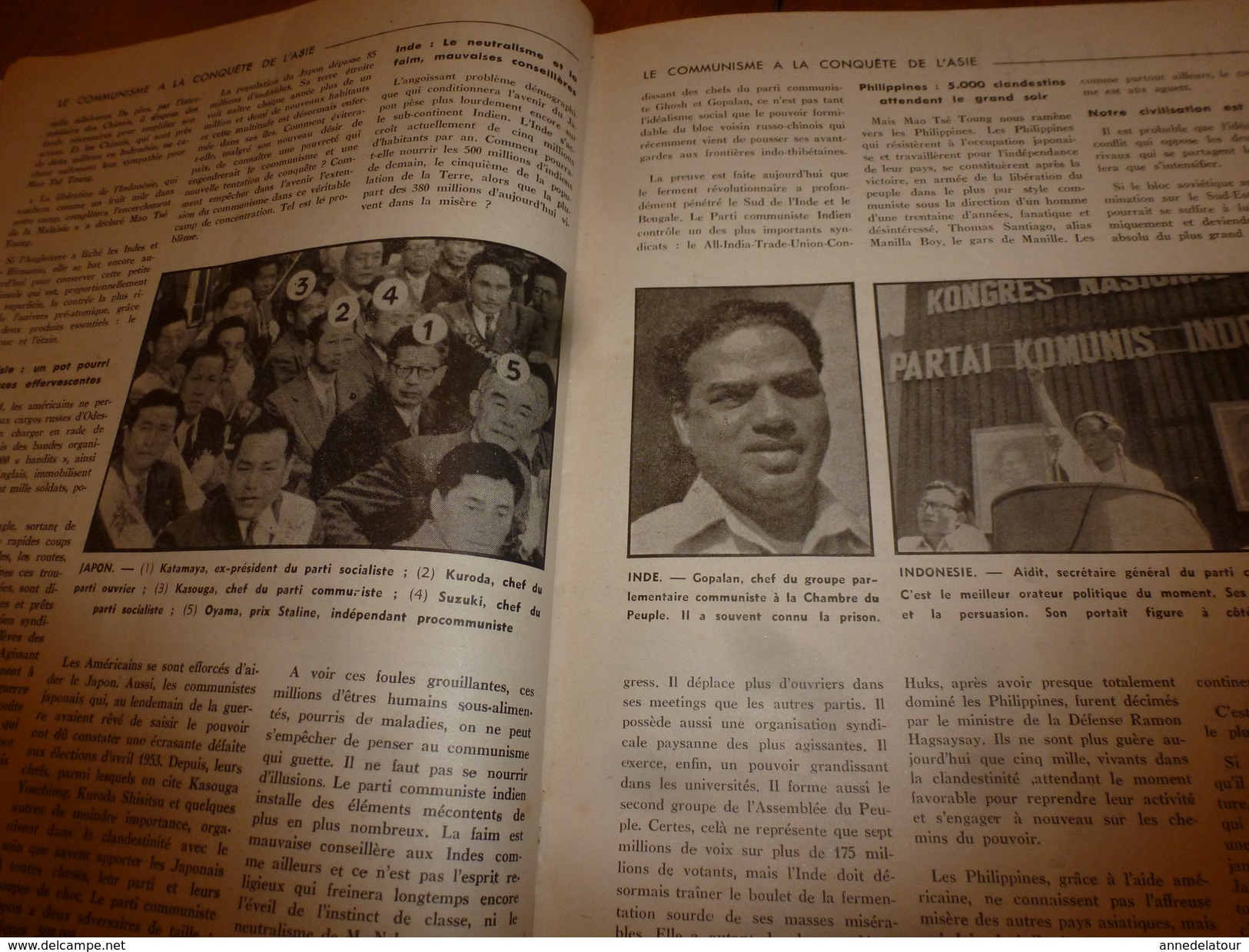 1954 LE COMBATTANT D'INDOCHINE: Hanoï; Bigeard et Langlais libérés par le Vietminh; Ho Chi Minh; Jacques Duclos; etc