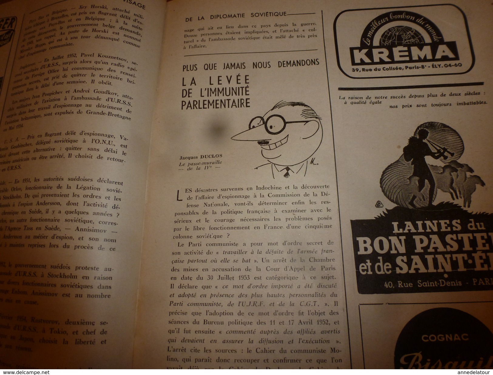 1954 LE COMBATTANT D'INDOCHINE: Hanoï; Bigeard et Langlais libérés par le Vietminh; Ho Chi Minh; Jacques Duclos; etc