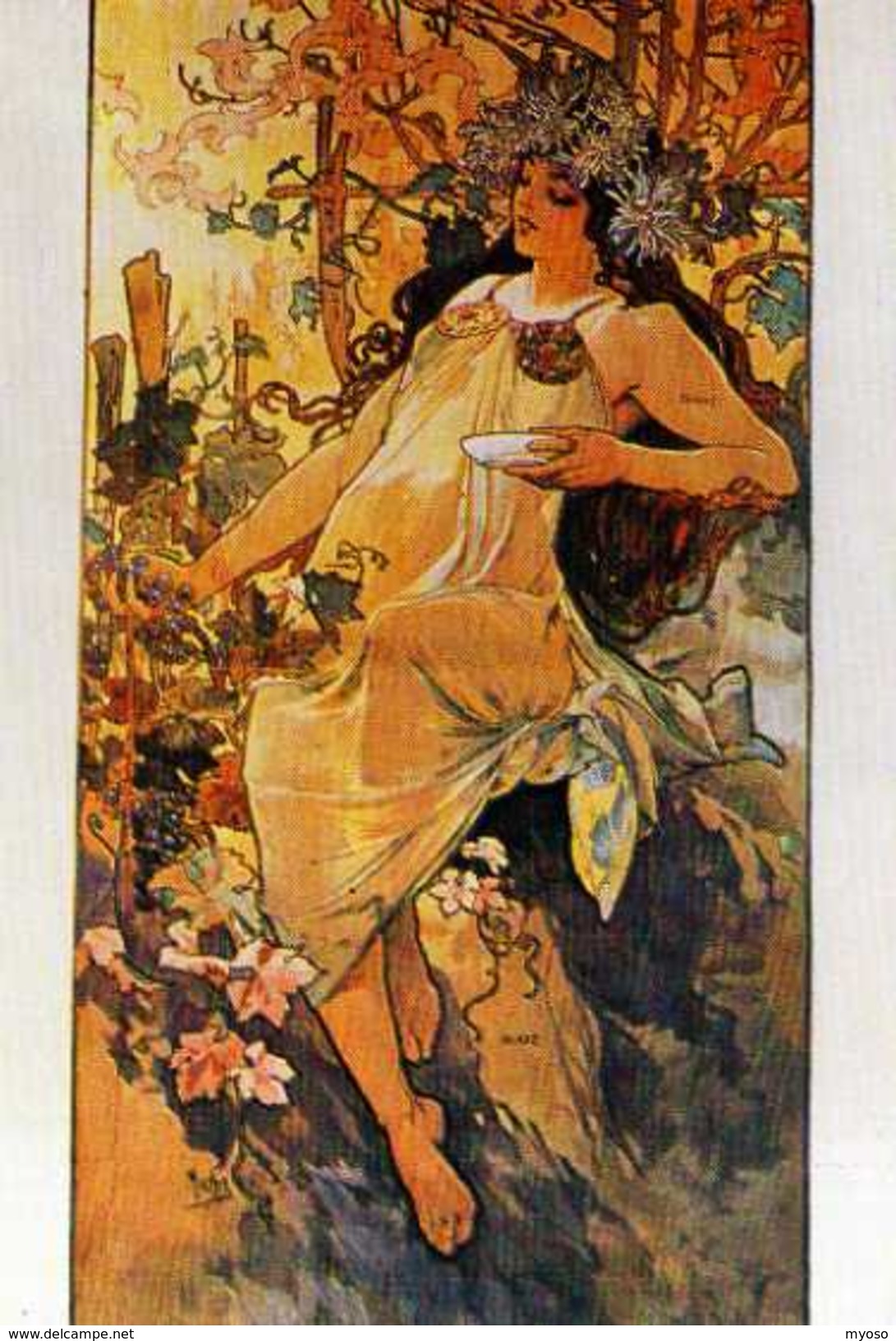 MUCHA  CP 125, Carte Moderne, Femme Elegante , Vigne - Mucha, Alphonse